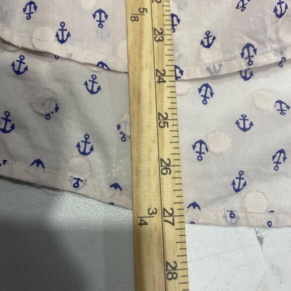 J. Crew Button-Up Shirt Womens Size S White Blue Cotton Anchor Print Long Sleeve - Picture 10 of 12